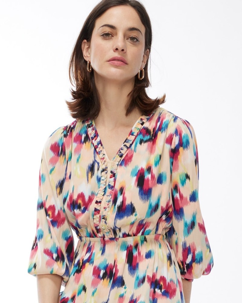 Braid Detail Ikat Midi Dress Very Cherry