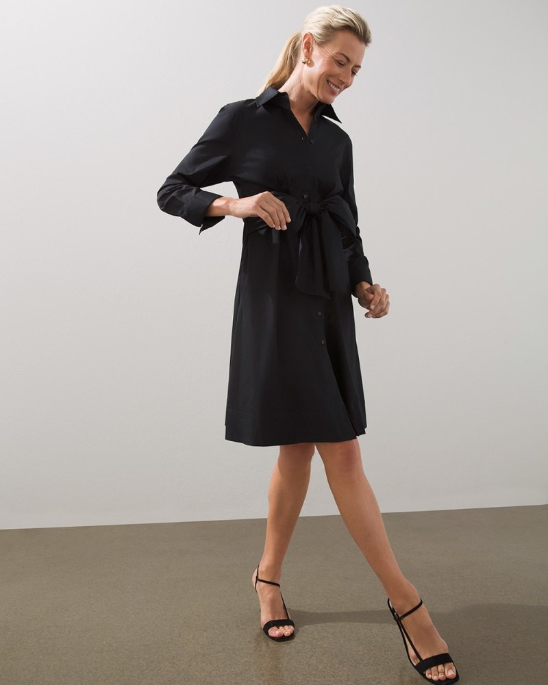 Black Label Tie Front Dress Black