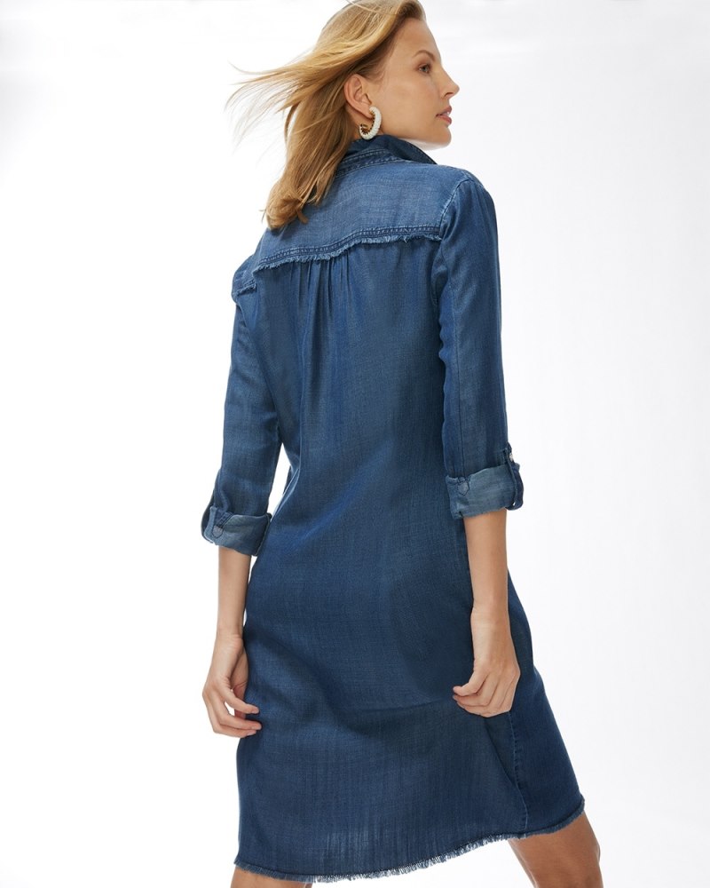 Tencel Fray Shirt Dress Marina Bay Indigo