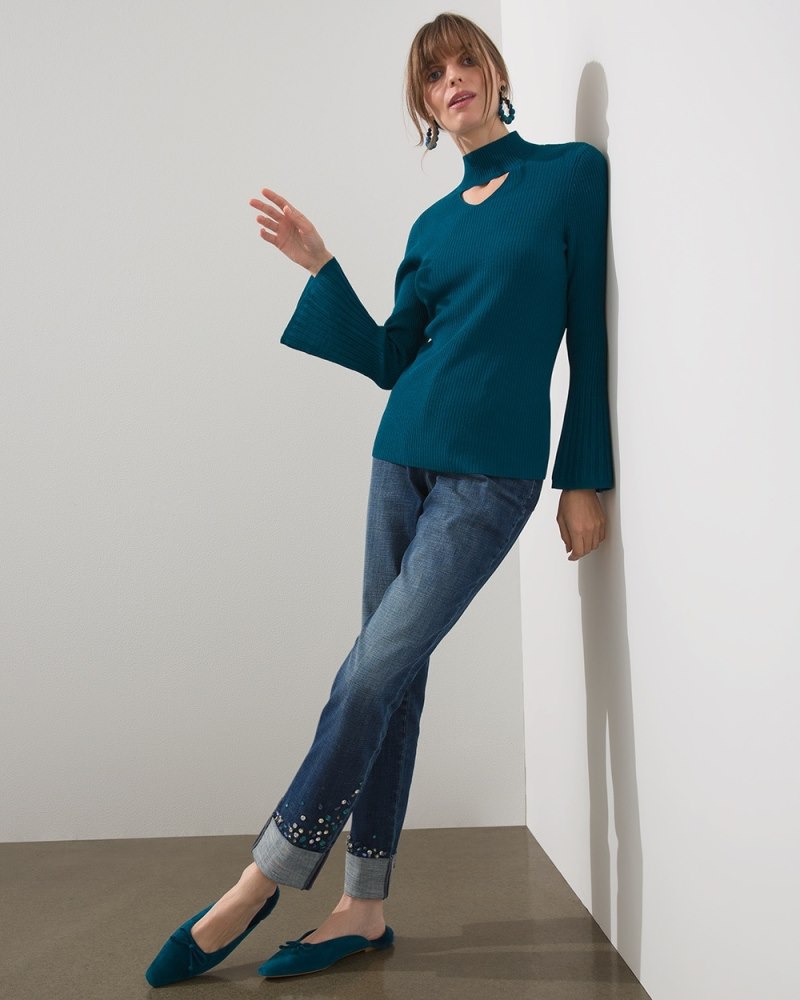 Cut Out Turtleneck Sweater Black