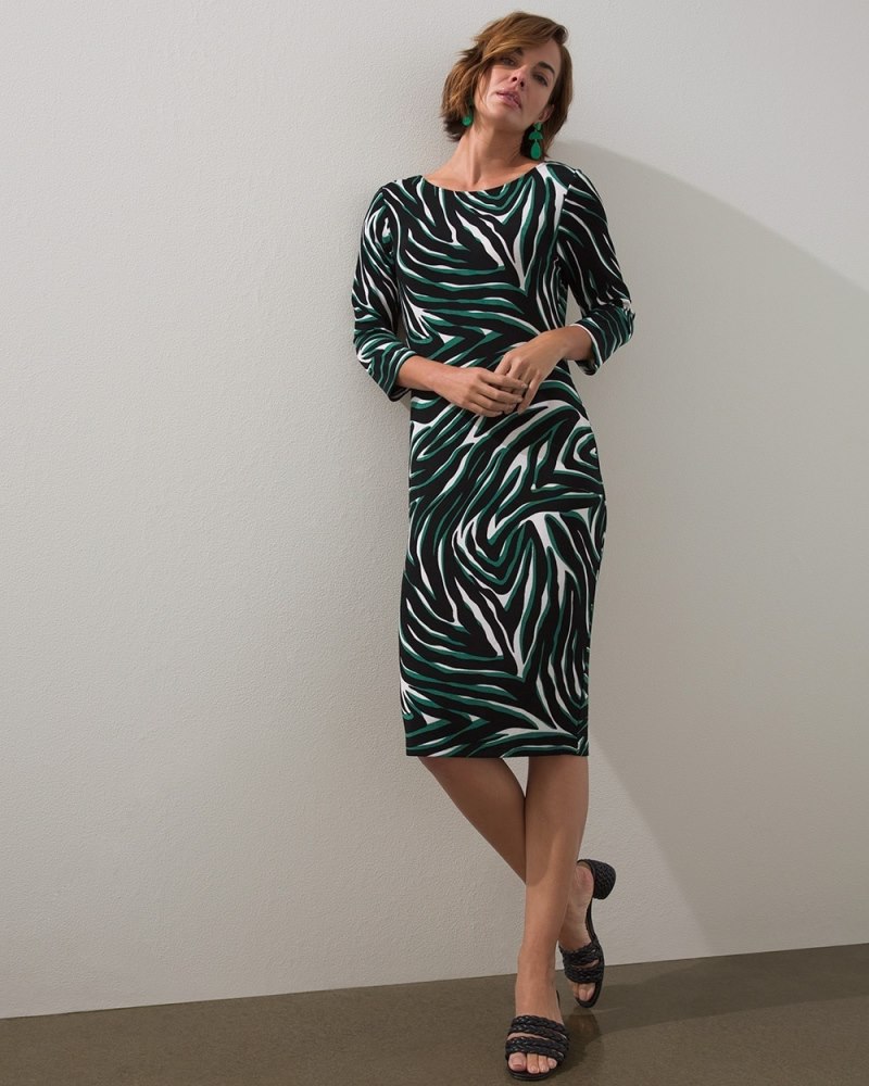 Travelers Zebra Print Classic Dress Black