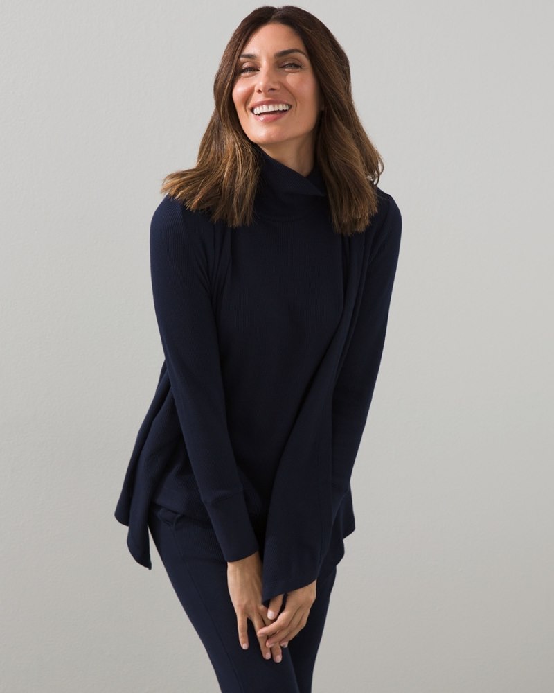 Zenergy Waffle Knit Cardigan Classic Navy