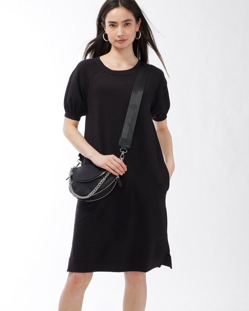 Zenergy French Terry Puff Sleeve Dress Black