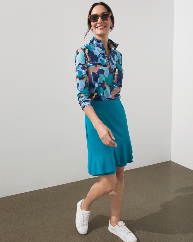 Zenergy UPF Knit Tulip Layered Skort Lakeview Blue