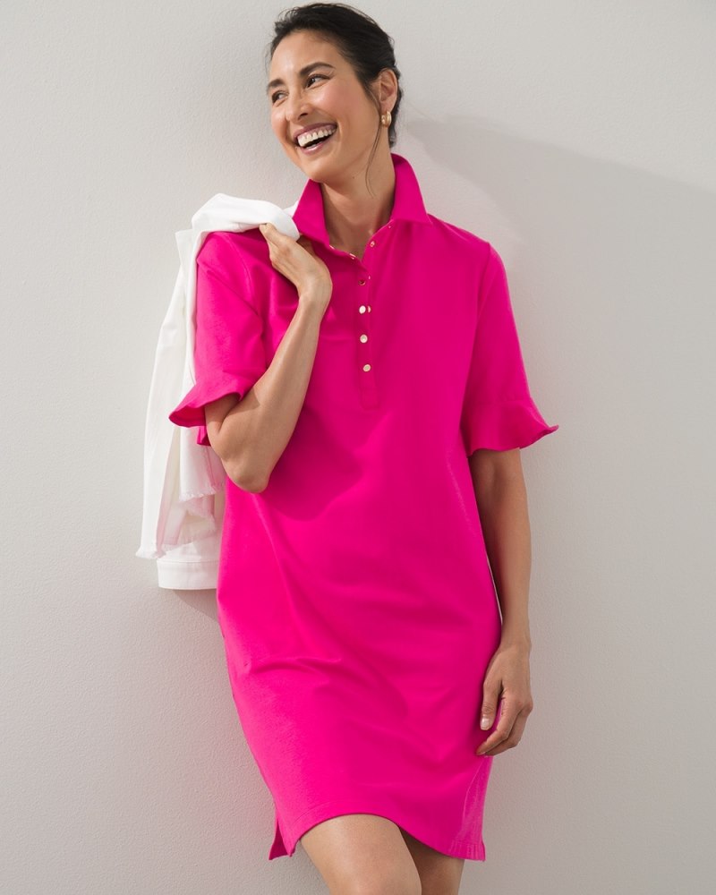 Zenergy UPF Ruffle Sleeve Polo Dress Black