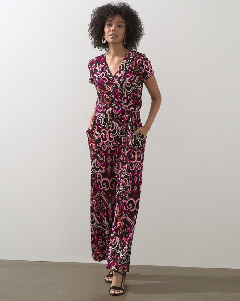 Travelers Scroll Print Jumpsuit Very Cherry
