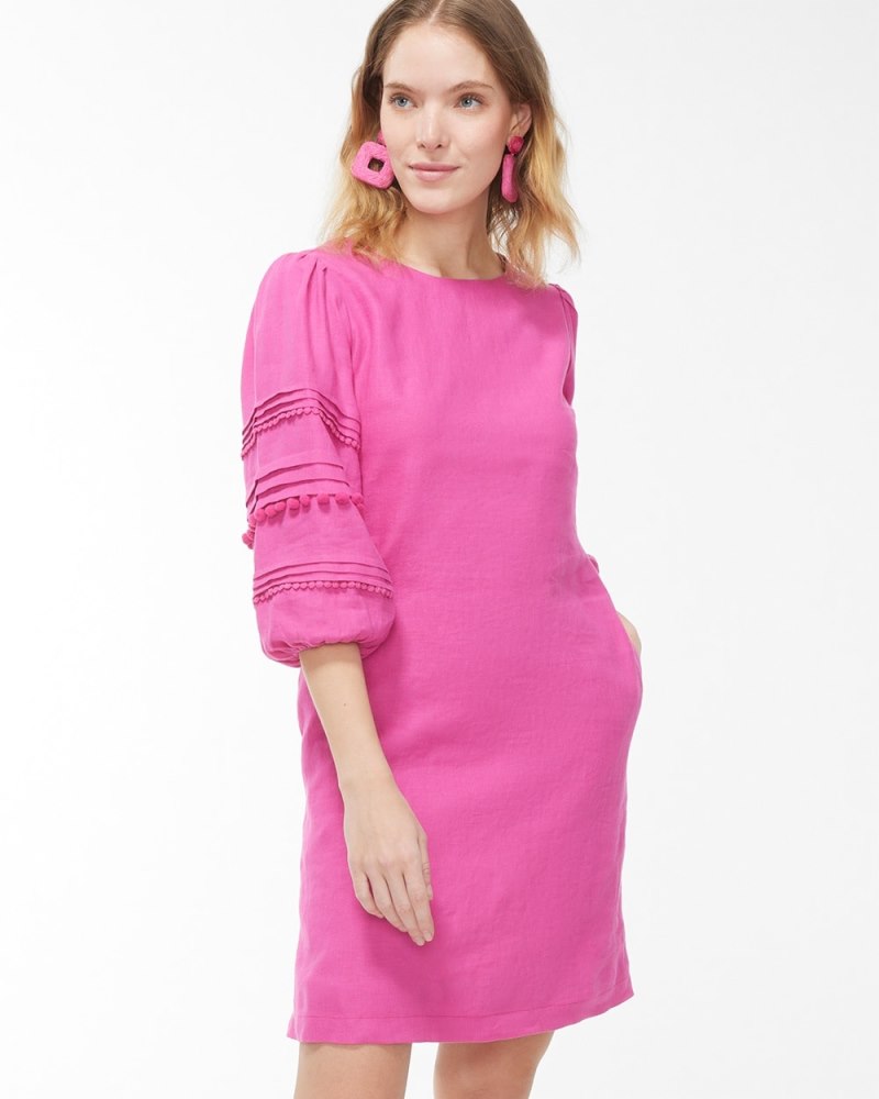 Pink Linen Embellished Dress Bahamian Pink