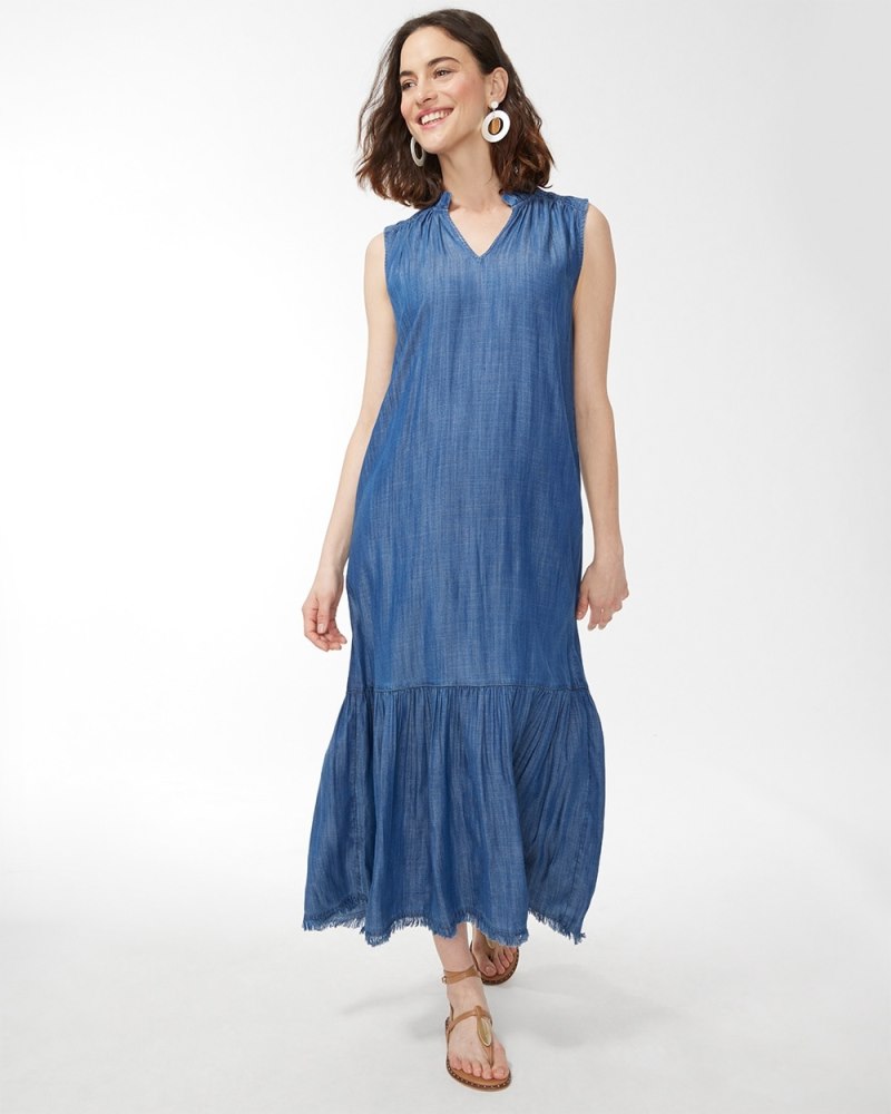 Tencel Modern Peasant Dress Buttercup Indigo