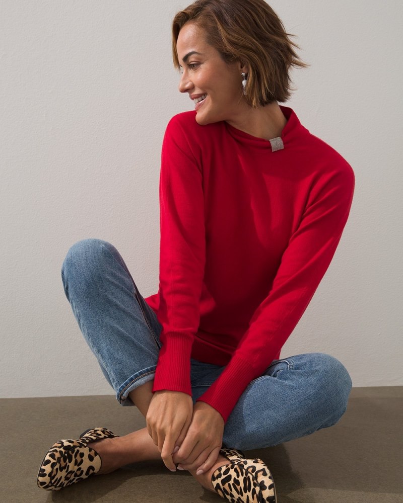 Caviar Bead Mock Neck Sweater Black