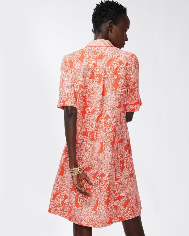 Linen Paisley Popover Dress Orange Blossom