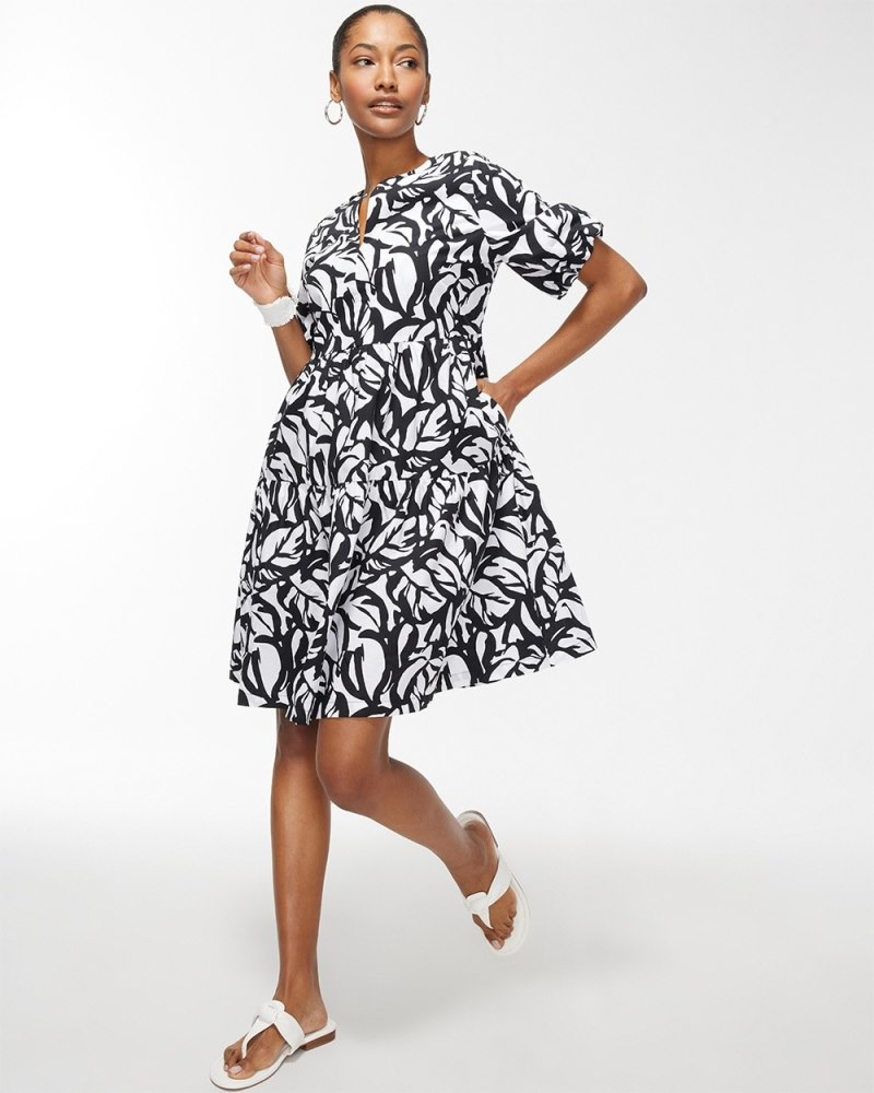 Black and White Poplin Dress Black/White