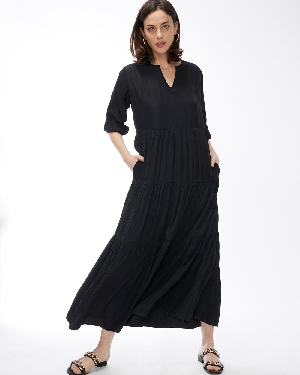 Tiered Maxi Sundress Black