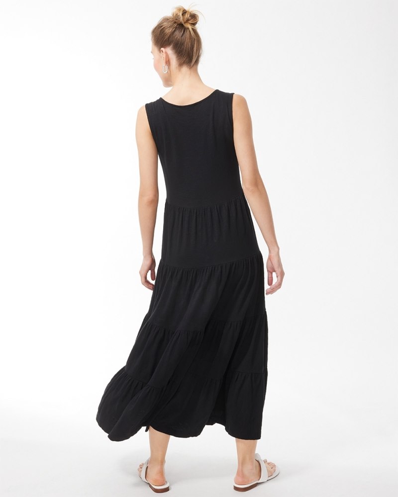 Sleeveless Cotton Slub Maxi Dress Flame Scarlet