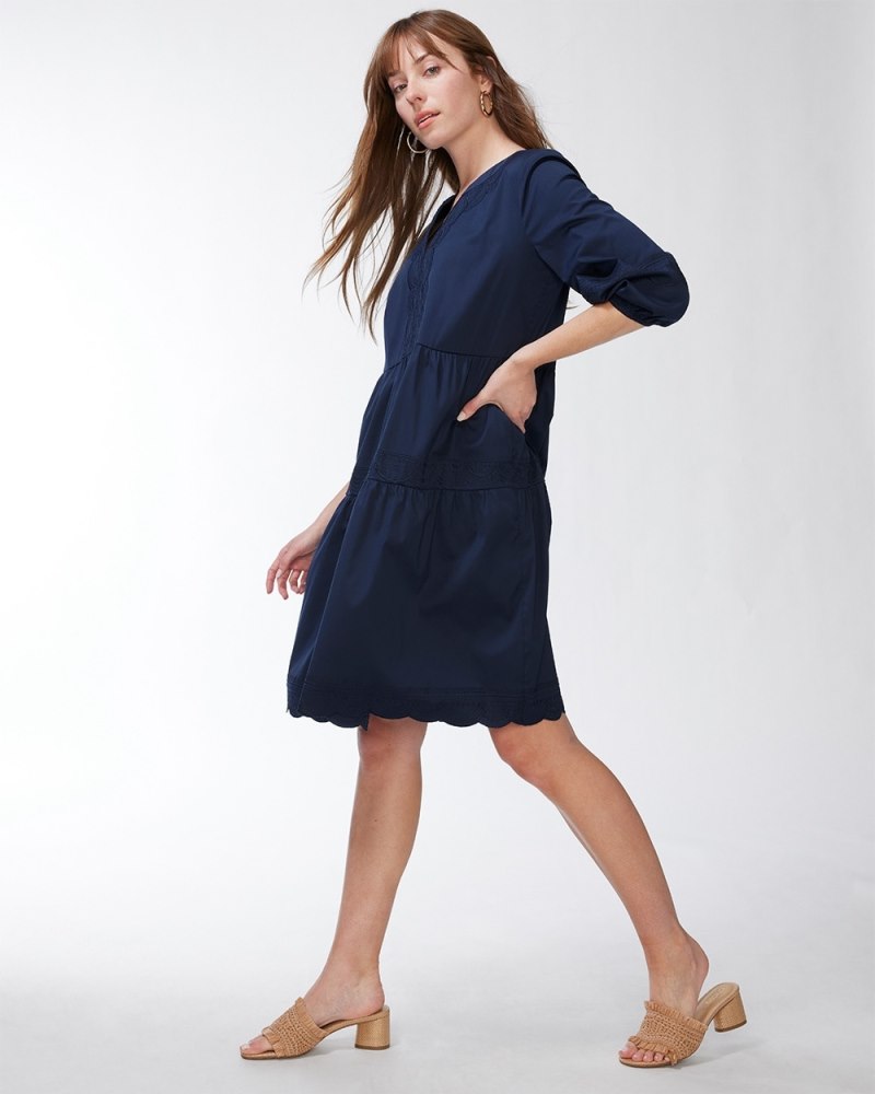 Embroidered Tiered Dress Black