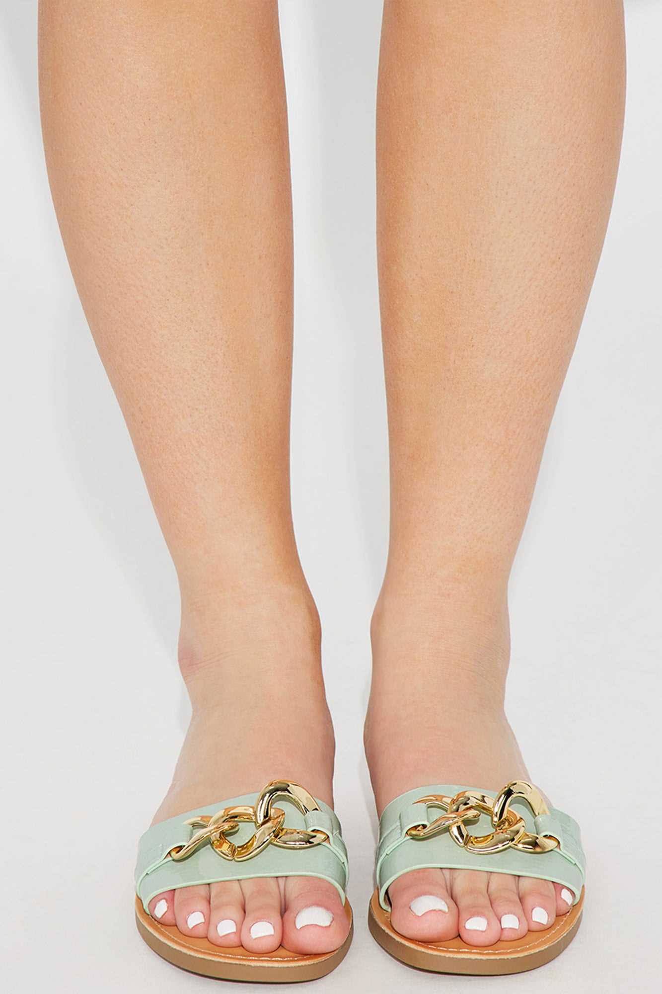 Malia Chain Flat Sandals   Mint