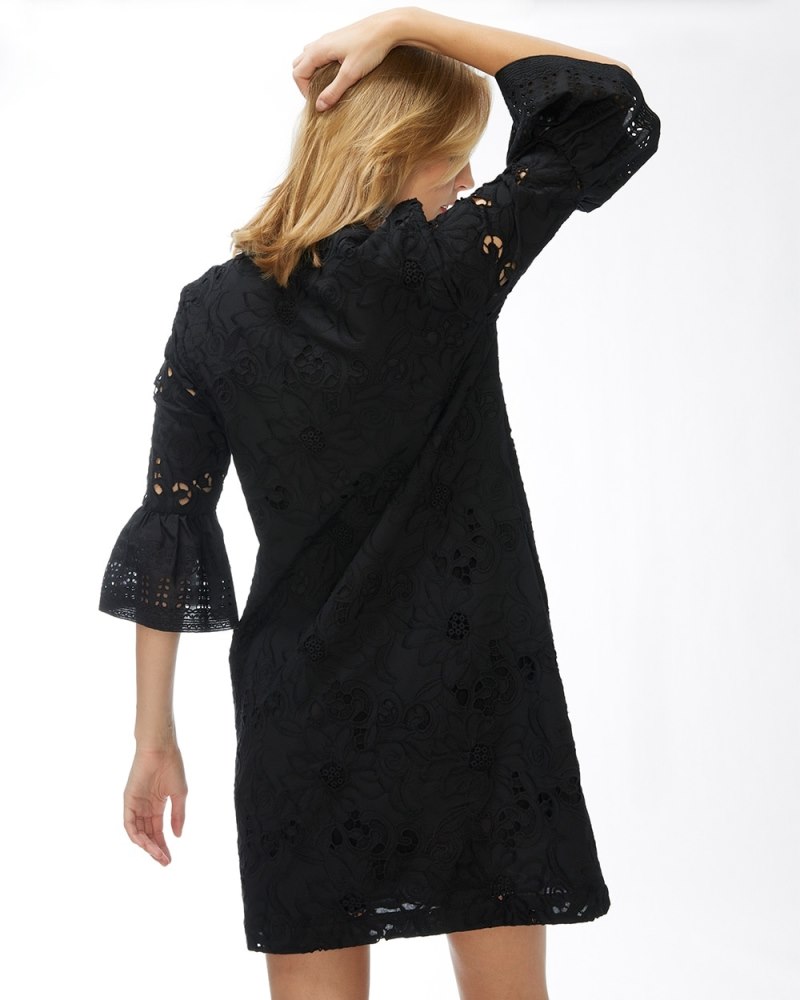 Lace Flounce Sleeve Dress Fuchsia Rose