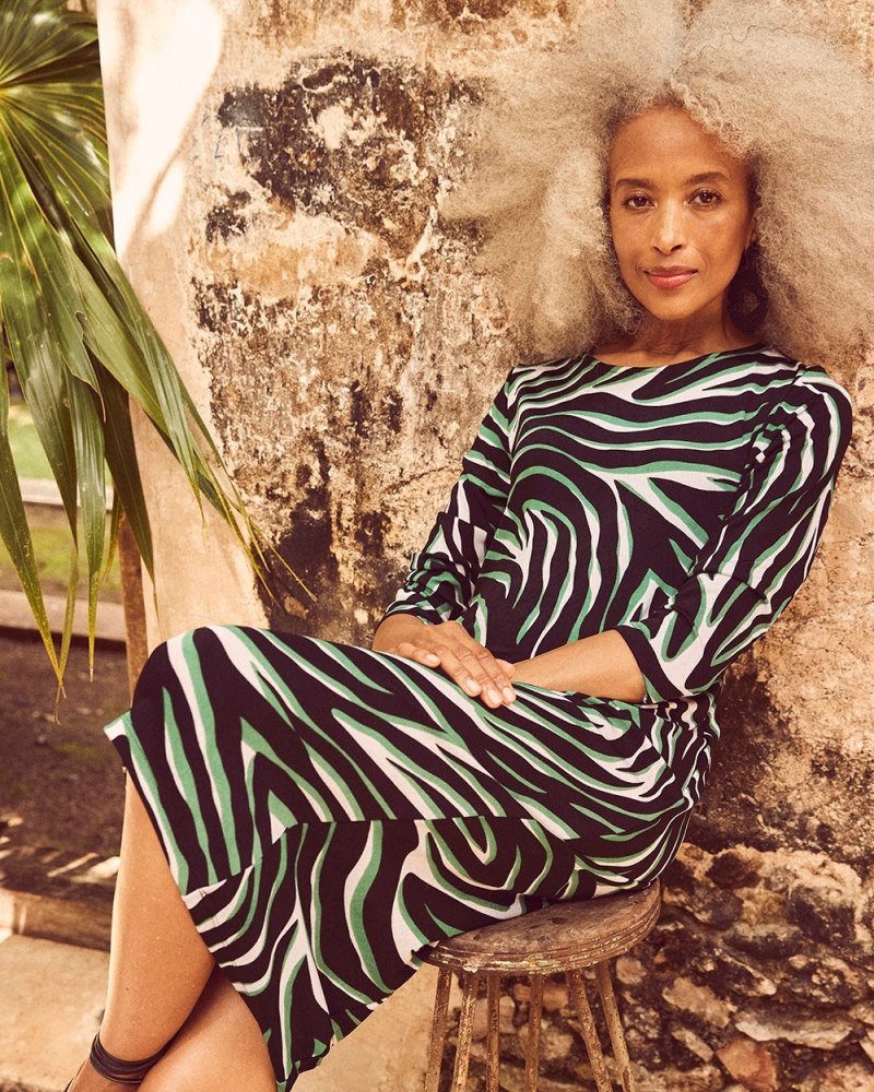 Travelers Zebra Print Classic Dress Black