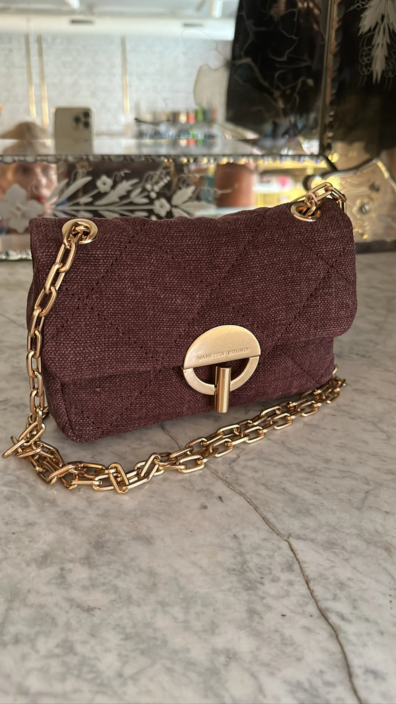 VANESSA BRUNO - Nano Moon Bag Linnen - Prune