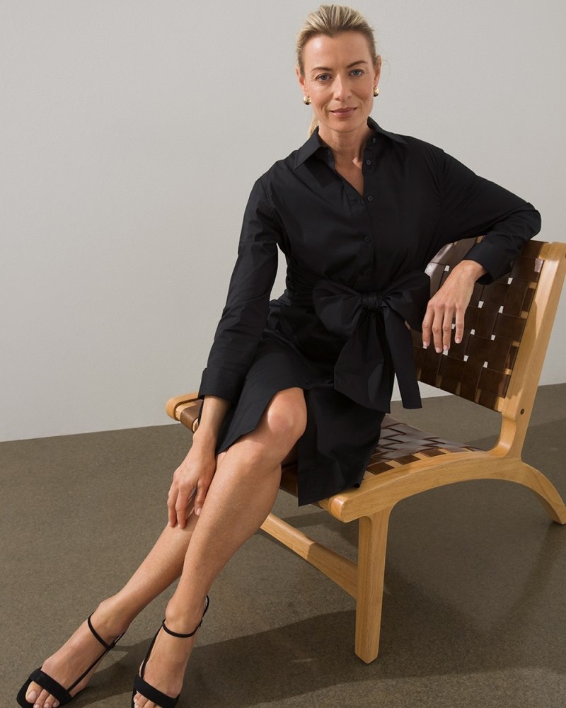 Black Label Tie Front Dress Black