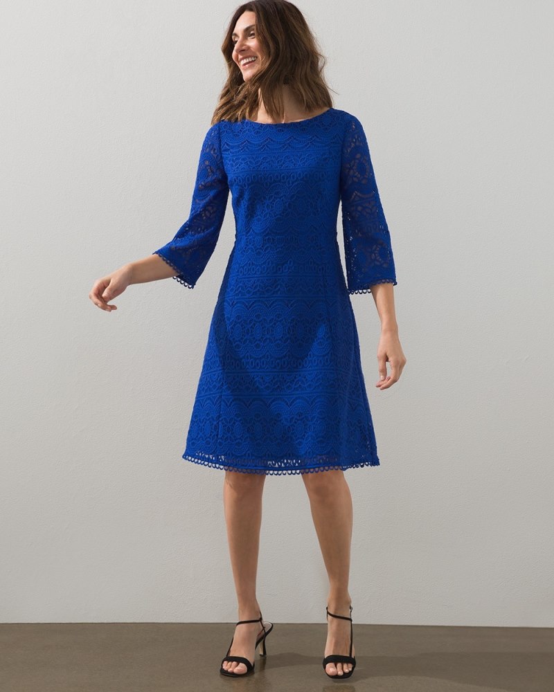 Fit and Flare Lace Dress Rich Cobalt