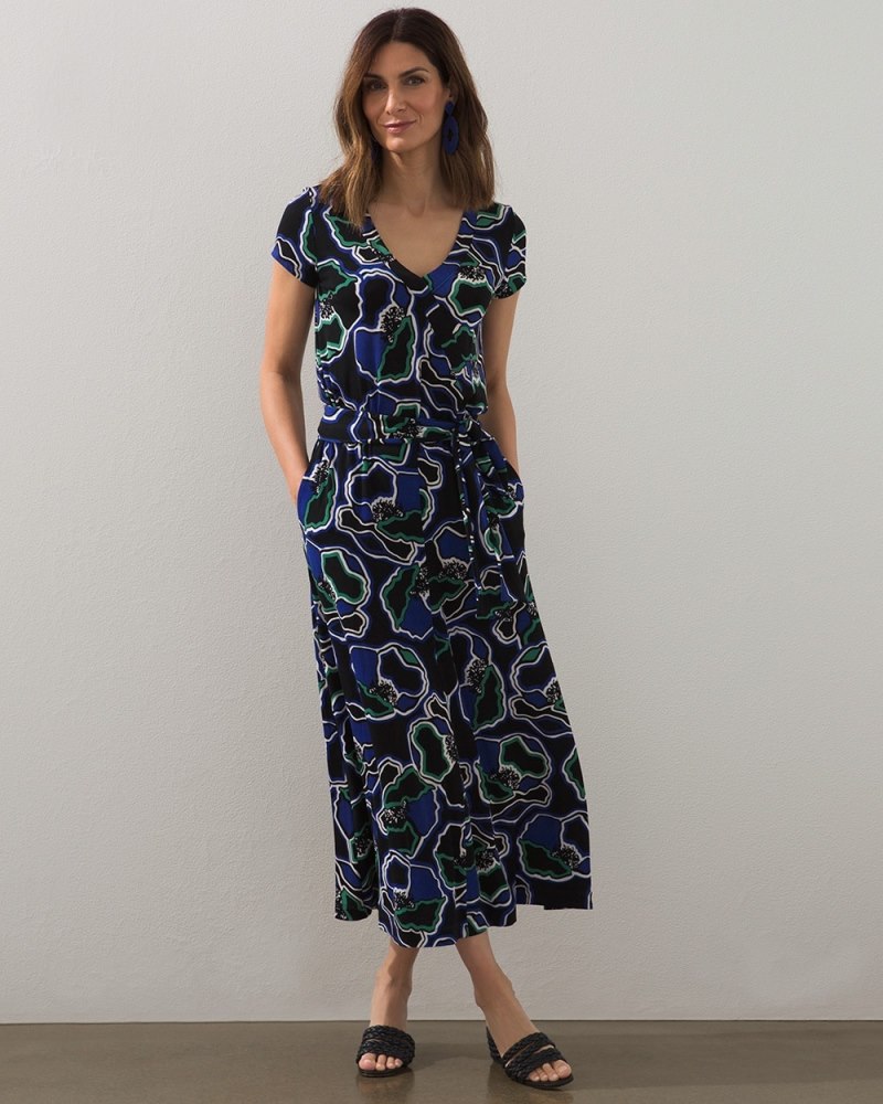 Travelers Floral Wrap Dress Rich Cobalt