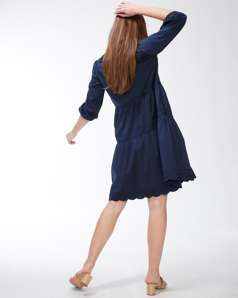 Embroidered Tiered Dress Black