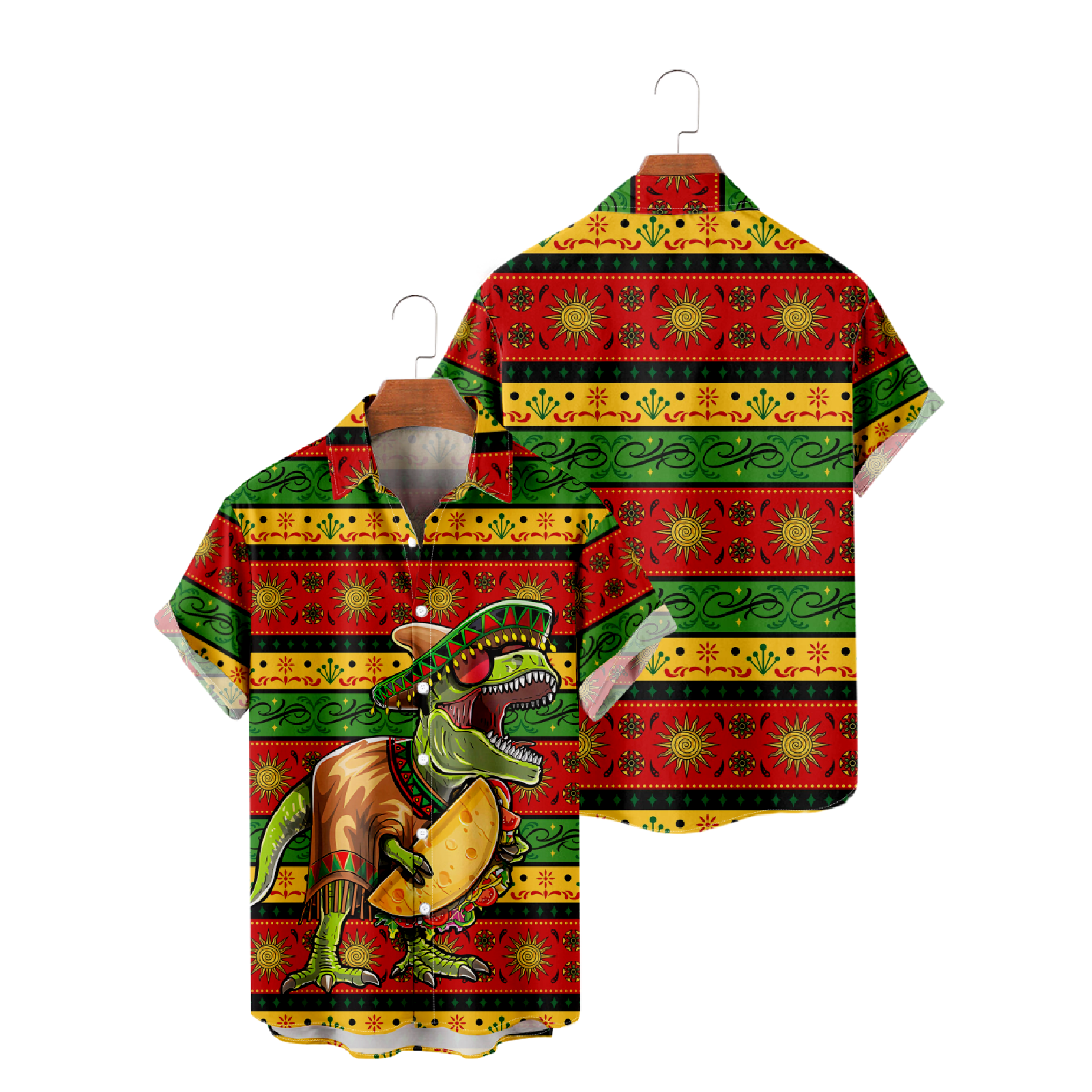 Dinosaur Button Up Shirt Men's Hawaiian Tropical Short Sleeve Shirt Summer Tops