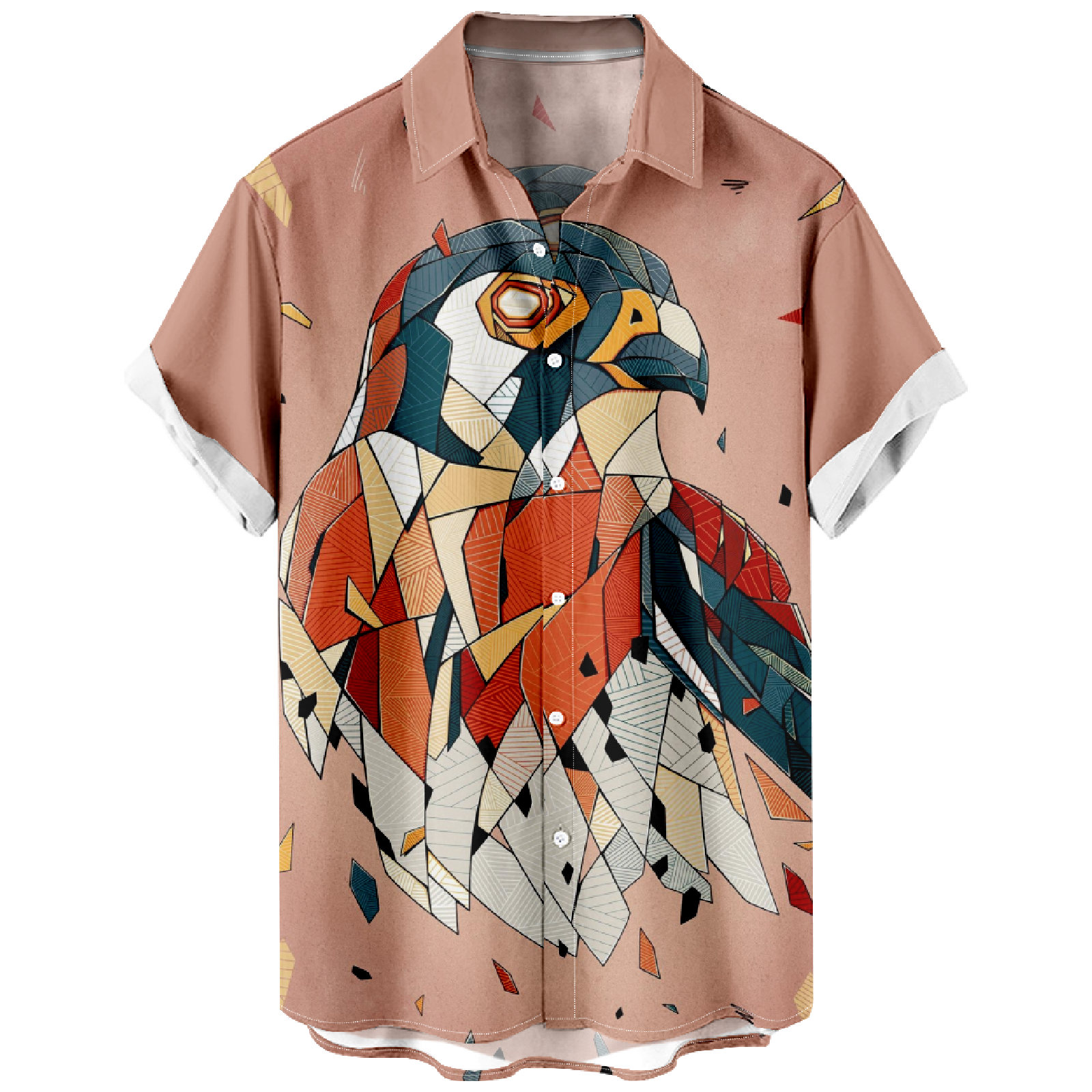 Eagle Button Up Shirt Allover Print Short Sleeve Shirt Men's Casual Tops