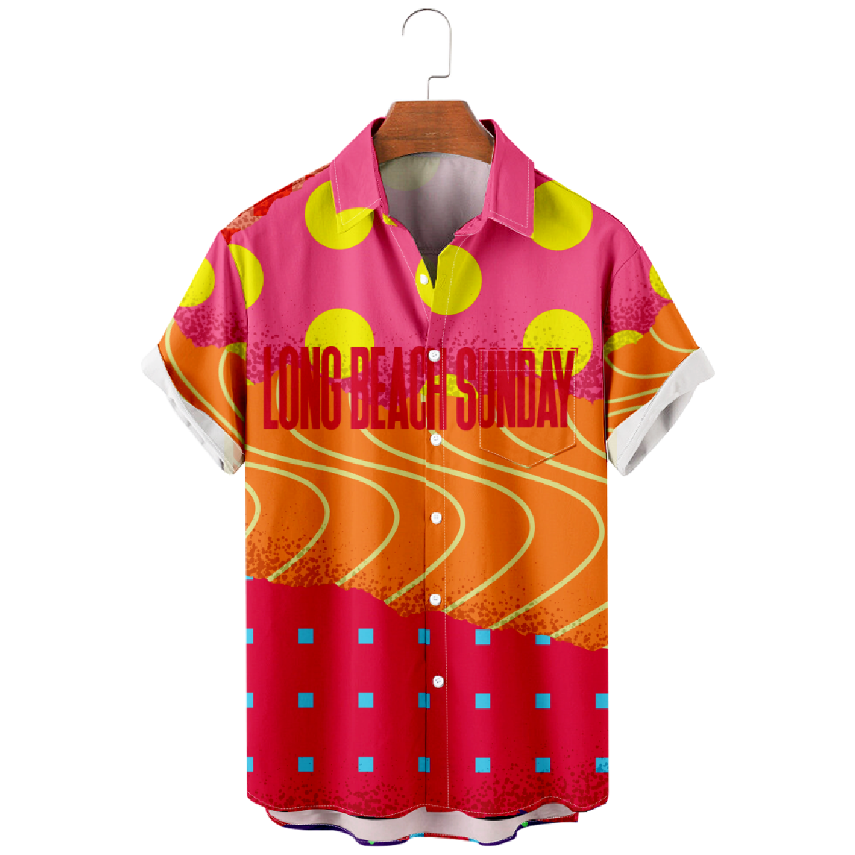 California Long Beach Short Sleeve Shirt Men's Button Shirt Summer Hawaiian Tops