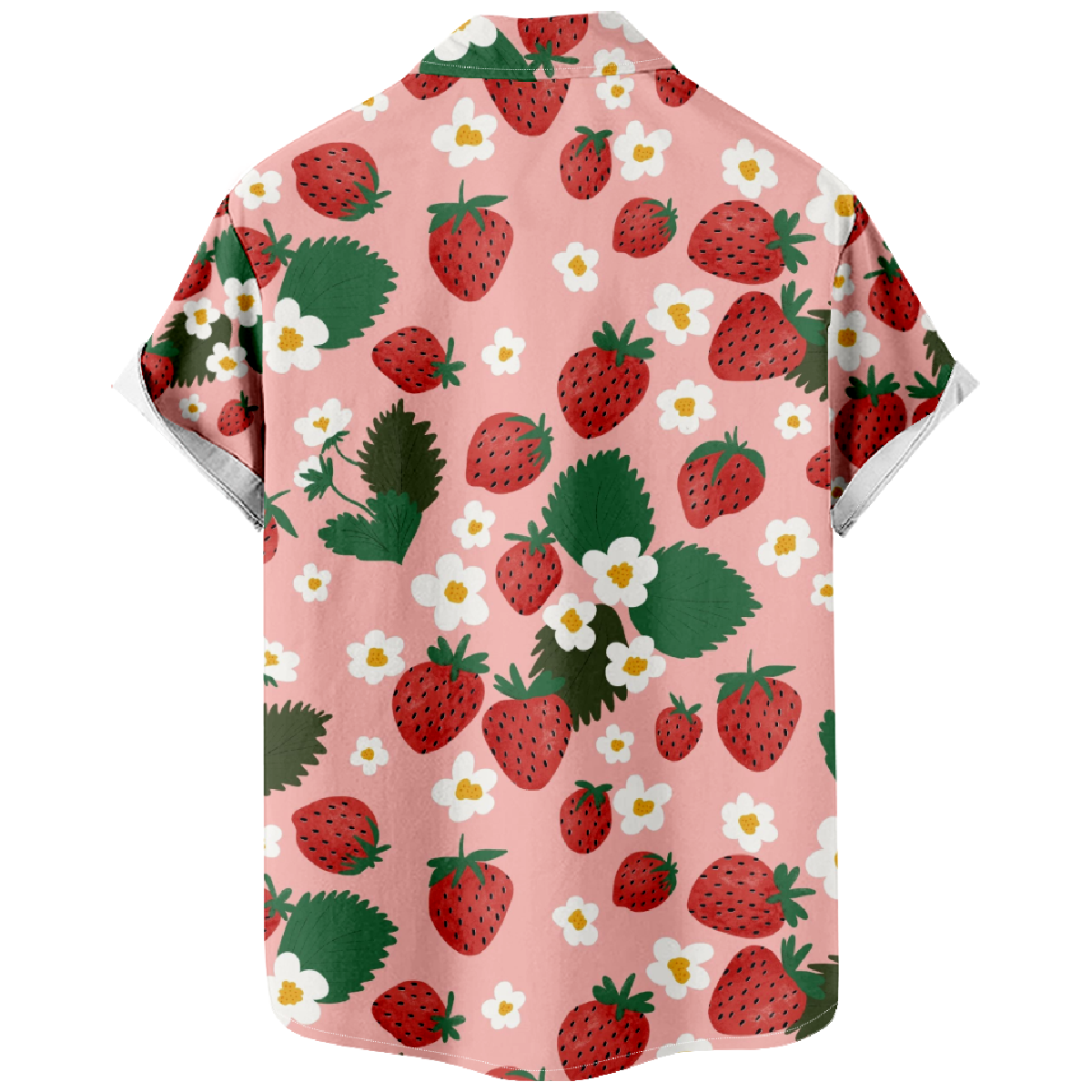 Strawberry Hawaiian Shirt Men's Short Sleeve Shirt Button Up Straight Collar Summer Tops