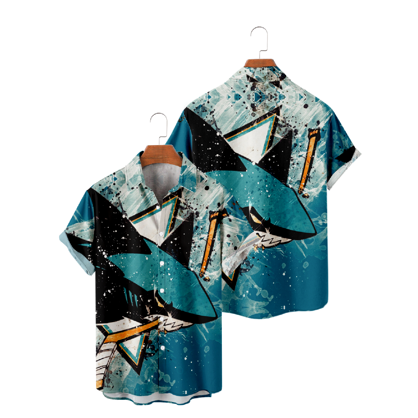 Shark Short Sleeve Shirt Summer Shirt Men's Button Up Shirt