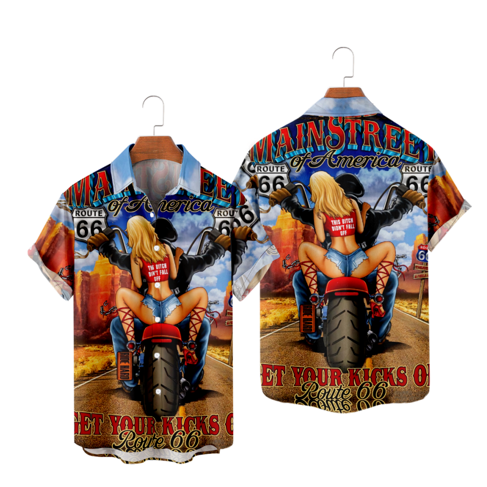 Get Your Kicks On Route 66 Button Up Shirt Men's Short Sleeves Vintage Shirt Regular Fit