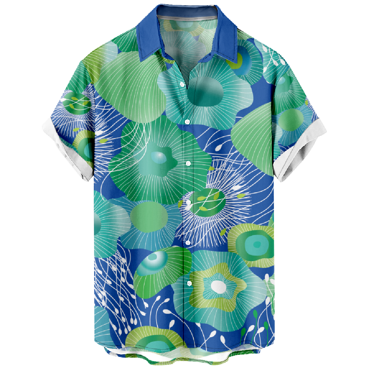 Tadpole Print Short Sleeve Shirt Men's Button Up Shirt Summer Cool Shirt