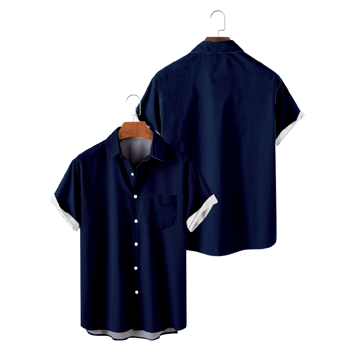 Dallas Blue Button Up Shirt for Men Shirt with Front Pocket Short Sleeve
