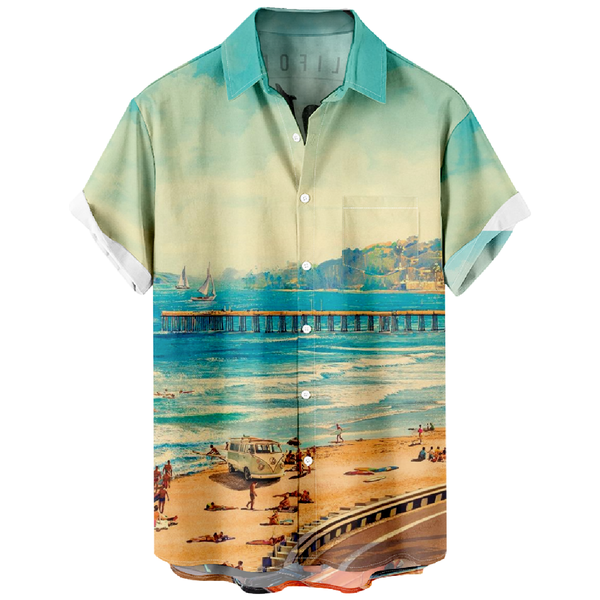 California Ventura Short Sleeve Shirt Men's Button Shirt Summer Tops Breathable