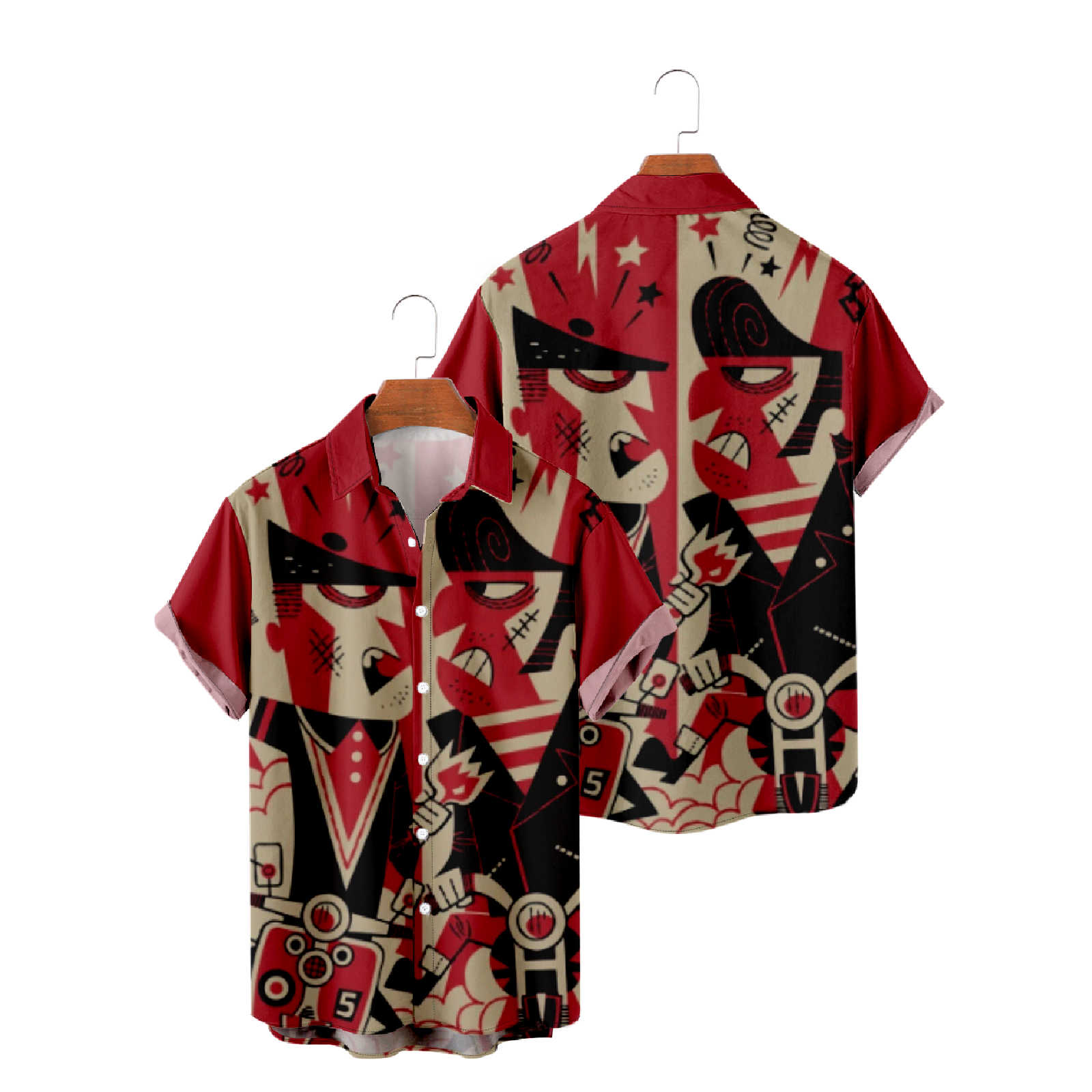 Mod Vs Rocker Button Up Shirt Men's Short Sleeves Shirt Casual Straight Collar