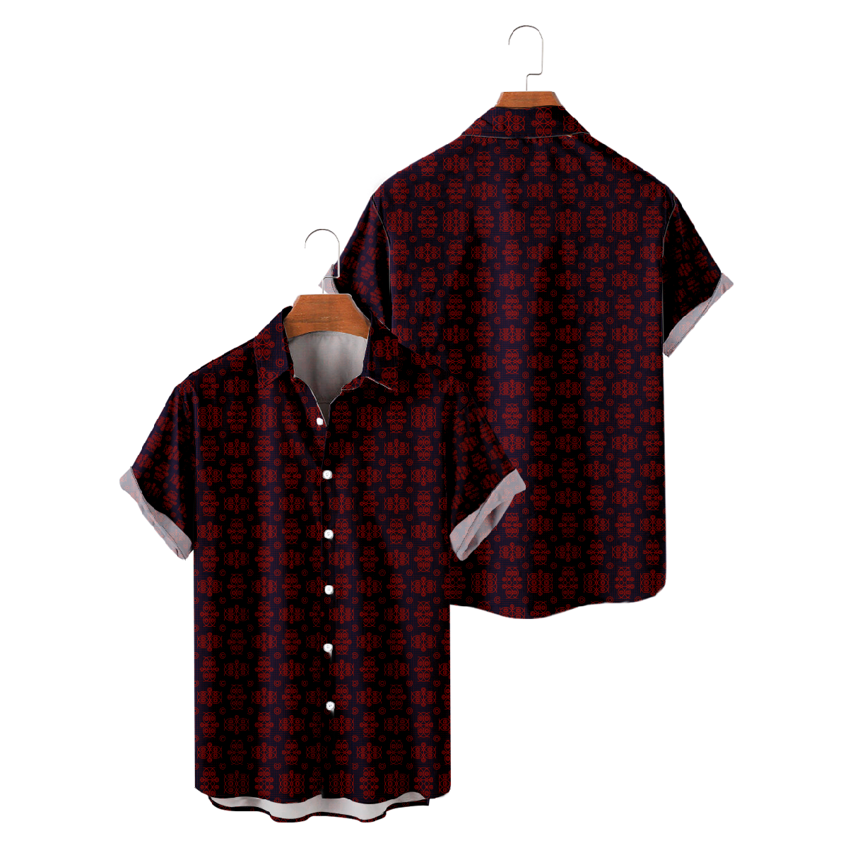 Owl Pattern Print Button Up Shirt Men's Owl Hawaiian Shirt Short Sleeve