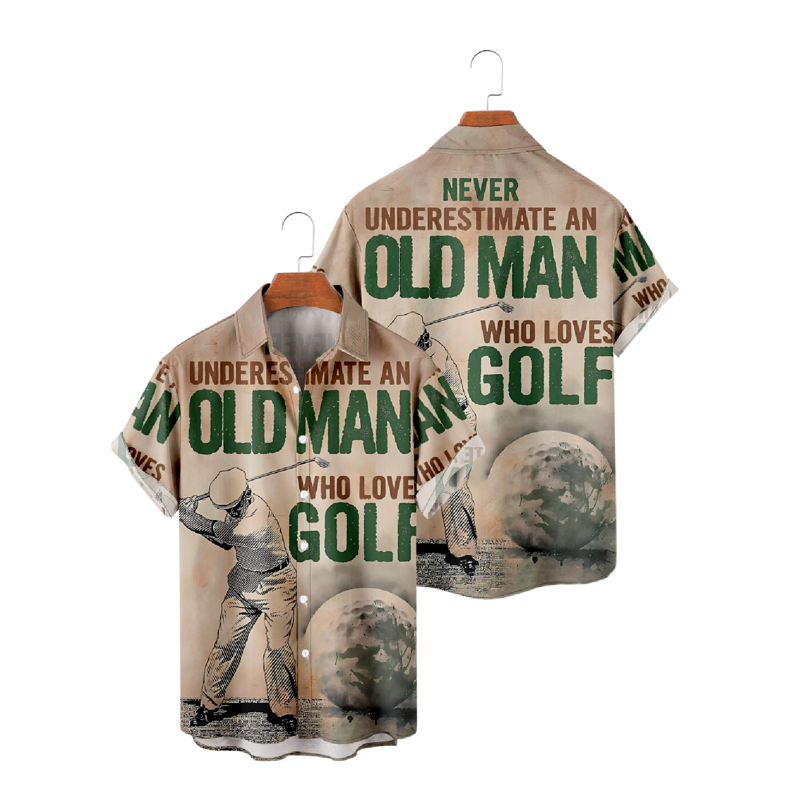 Golf Button Up Shirt Men's Never Underestimate An Old Man Who Loves Golf Print