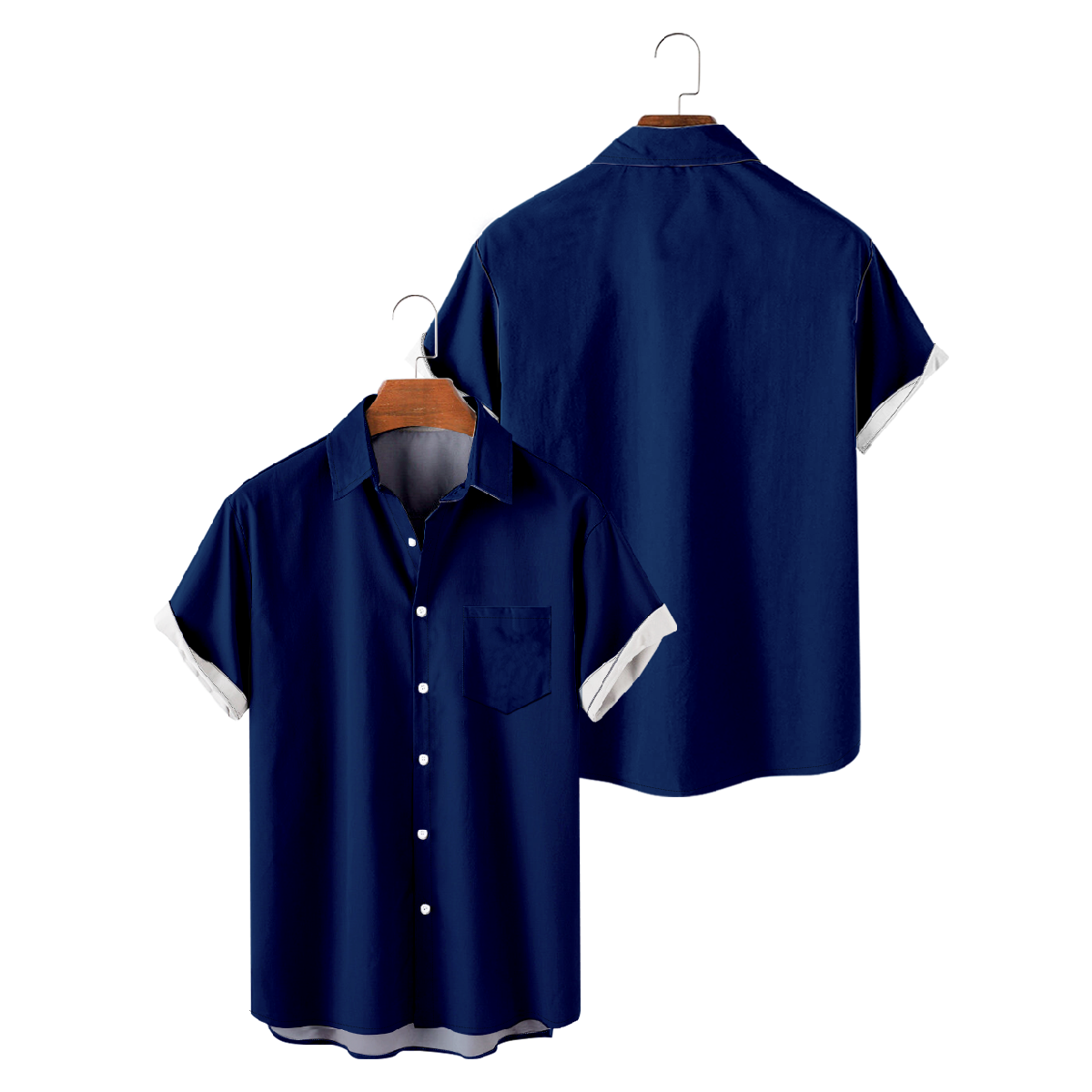 Indianapolis Speed Blue Button Up Shirt for Men Shirt with Front Pocket Short Sleeve