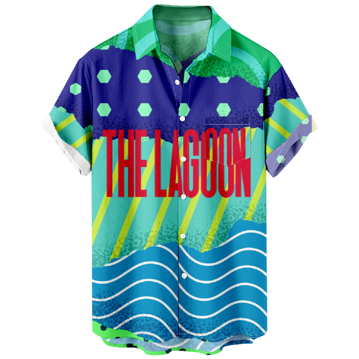 California The Lagoon Short Sleeve Shirt Men's Button Shirt Summer Hawaiian Tops