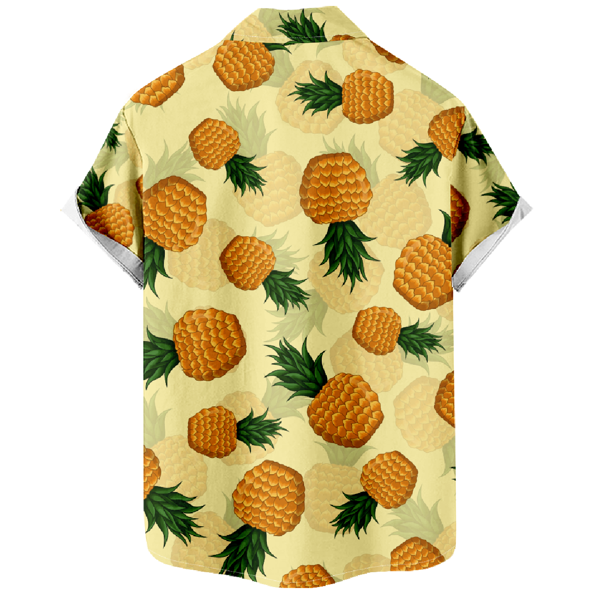 Men's Pineapple Print Hawaiian Shirt Short Sleeve Button Up Straight Collar Summer Shirt