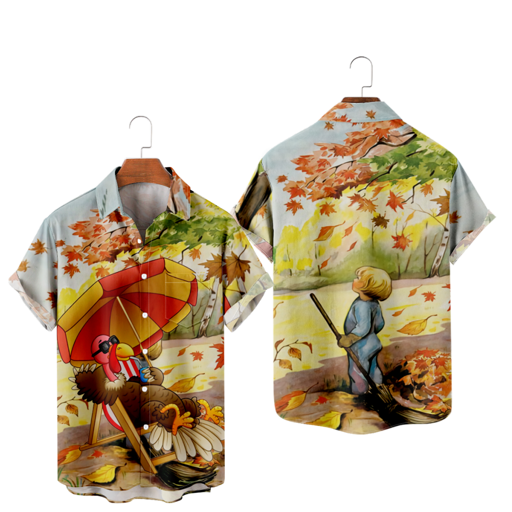 Turkey Beach Button Up Shirt Men's Short Sleeves Shirt Regular Fit