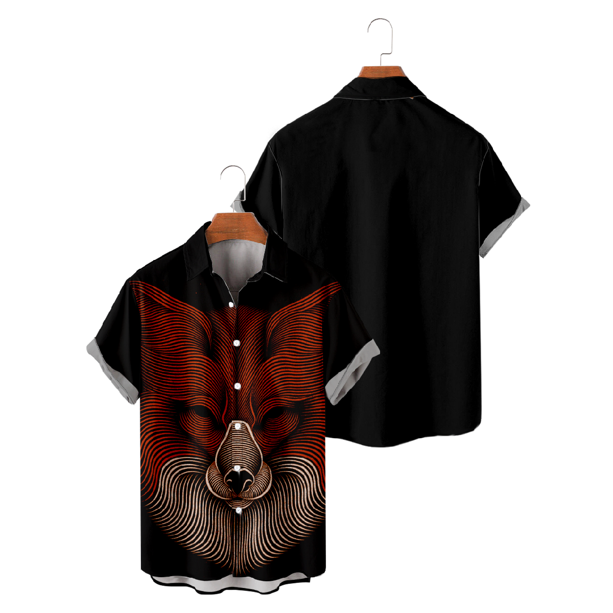 Fox Button Up Shirt High Resolution Fox Graphic Print Mens Hawaiian Shirt