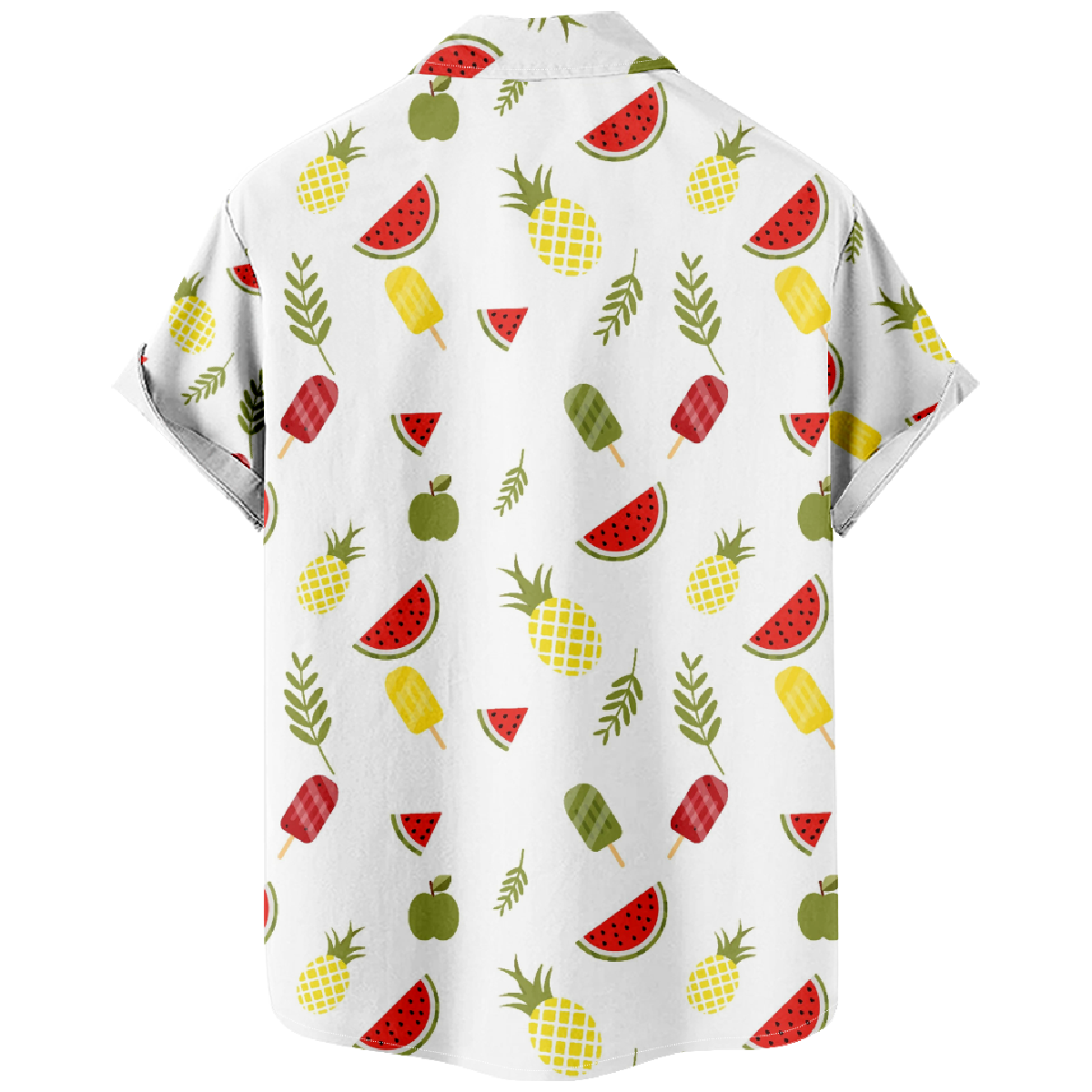 Watermelon Hawaiian Shirt Men's Short Sleeve Shirt Button Up Straight Collar Summer Tops