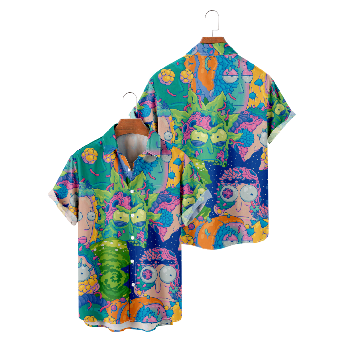 Rick and Morty Button Up Shirt Mens Short Sleeve Shirt Regular Fit Pop Shirt