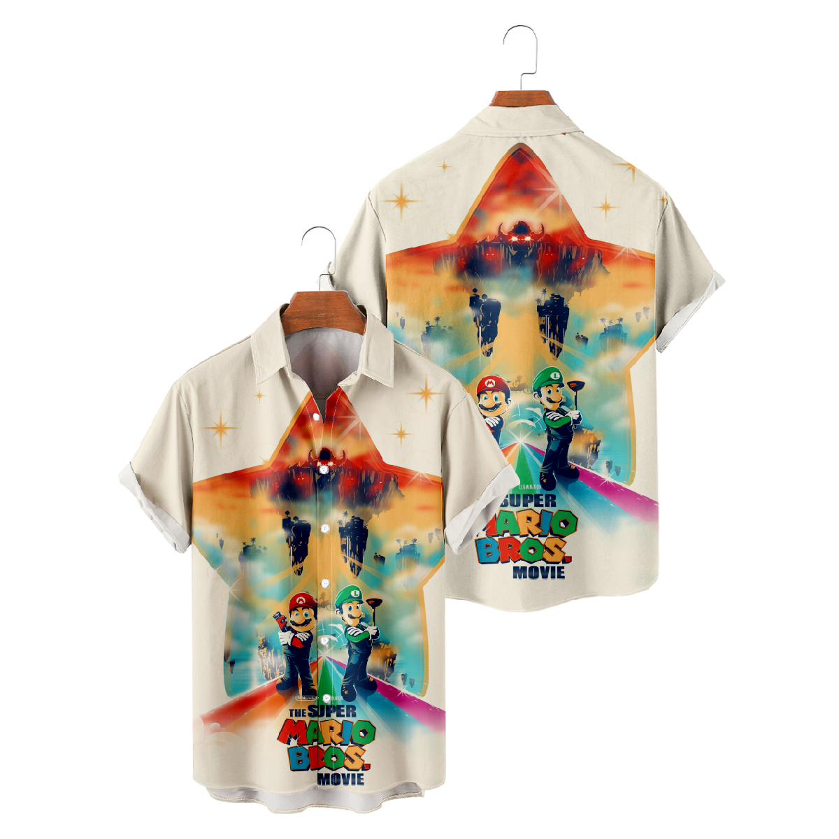 The Super Mario Bros. Button Up Shirt Men's Short Sleeve Shirt Allover Print