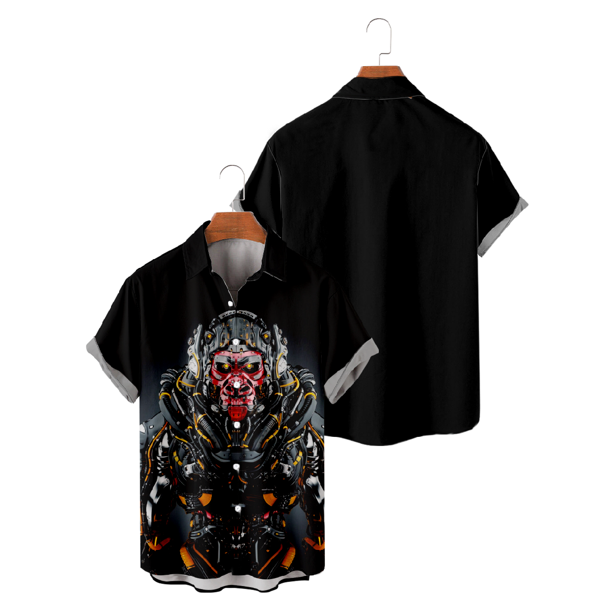 Robot Gorilla Button Up Shirt Men's Robot Culture Shirt Short Sleeve Shirt