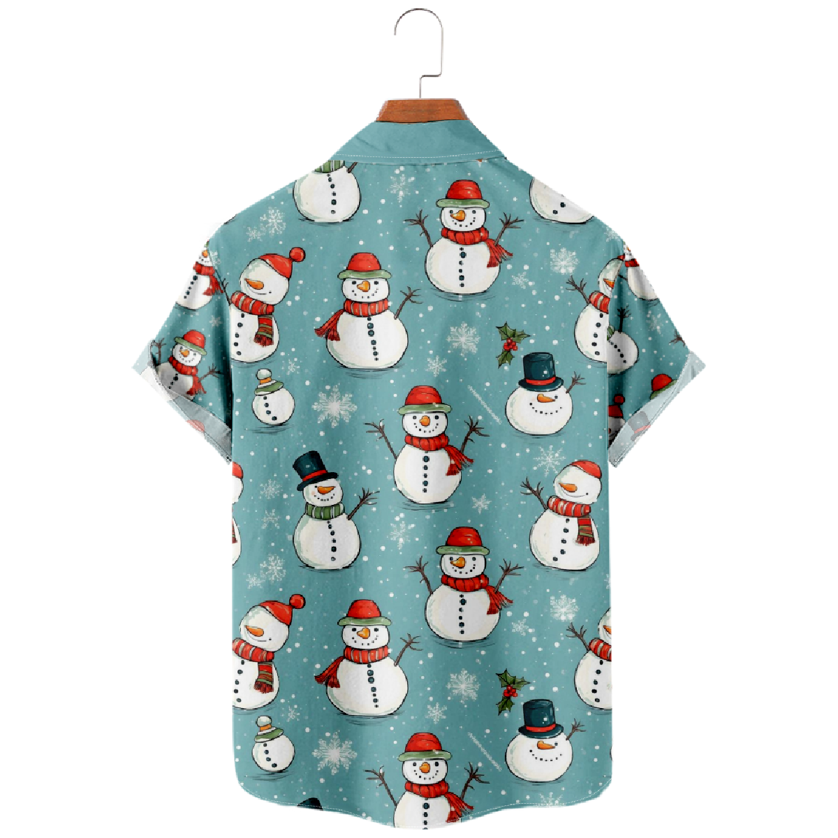 Snowman Hawaiian Shirt Men's Button Up Shirt Short Sleeve Regular Fit