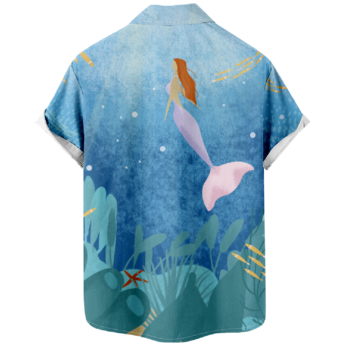 Mermaid Hawaiian Shirt Men's Short Sleeve Shirt Button Up Summer Tops