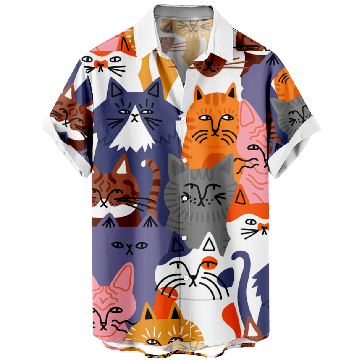 Cat Hawaiian Shirt Men's Short Sleeve Shirt Summer Tops